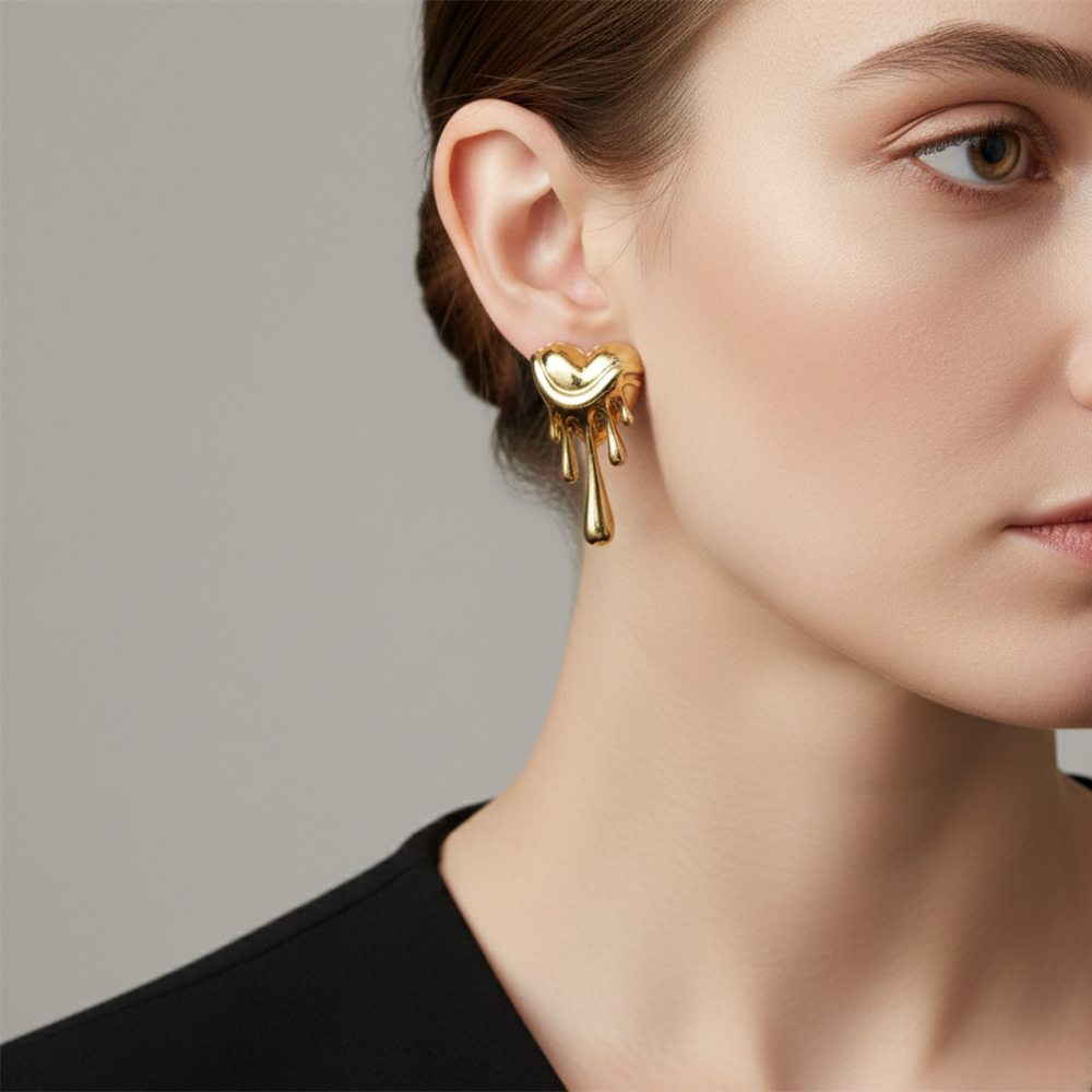 The99Jewel Melted Heart Style Anti Tarnish Earrings