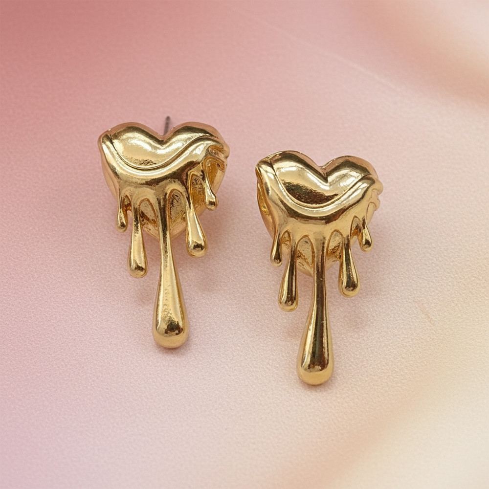 The99Jewel Melted Heart Style Anti Tarnish Earrings