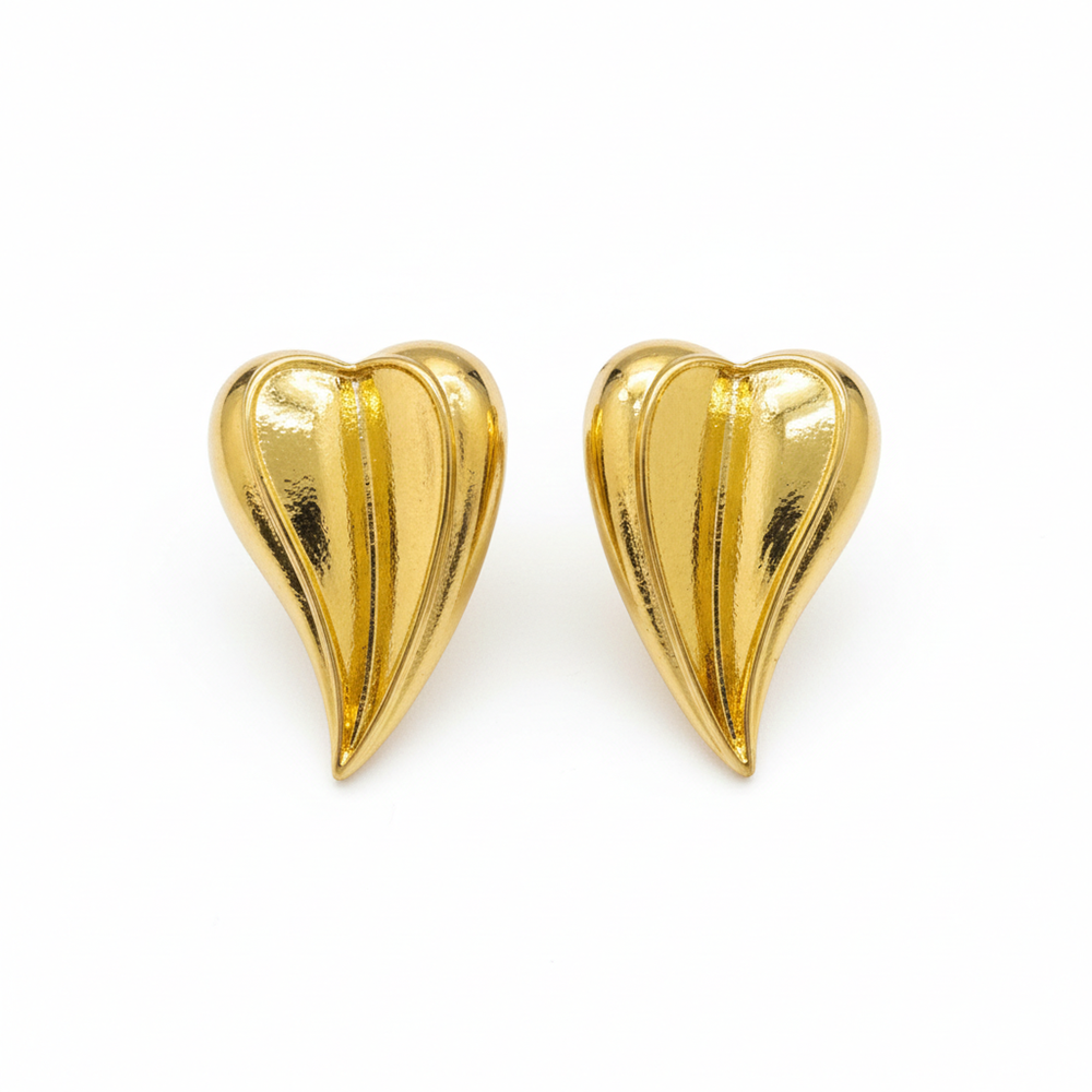 The99Jewel Anti-Tarnish Gold Heart Stud Earrings for Women