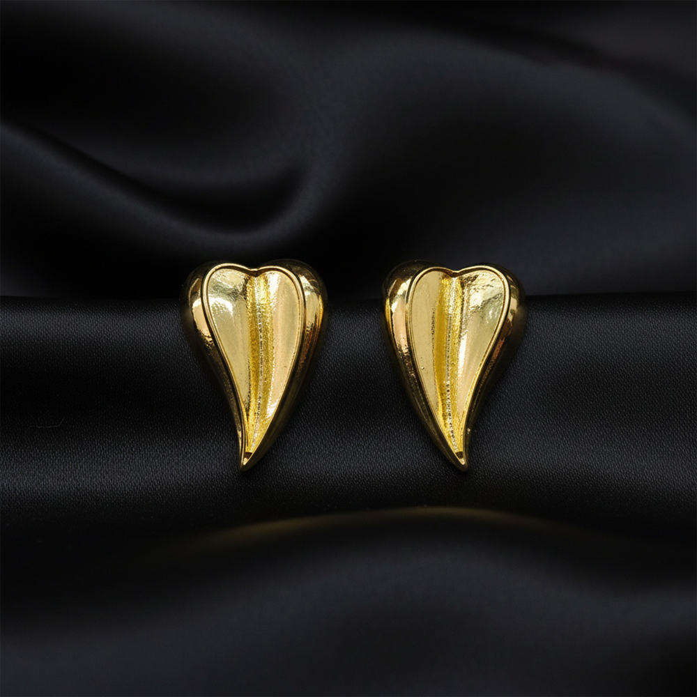 The99Jewel Anti-Tarnish Gold Heart Stud Earrings for Women