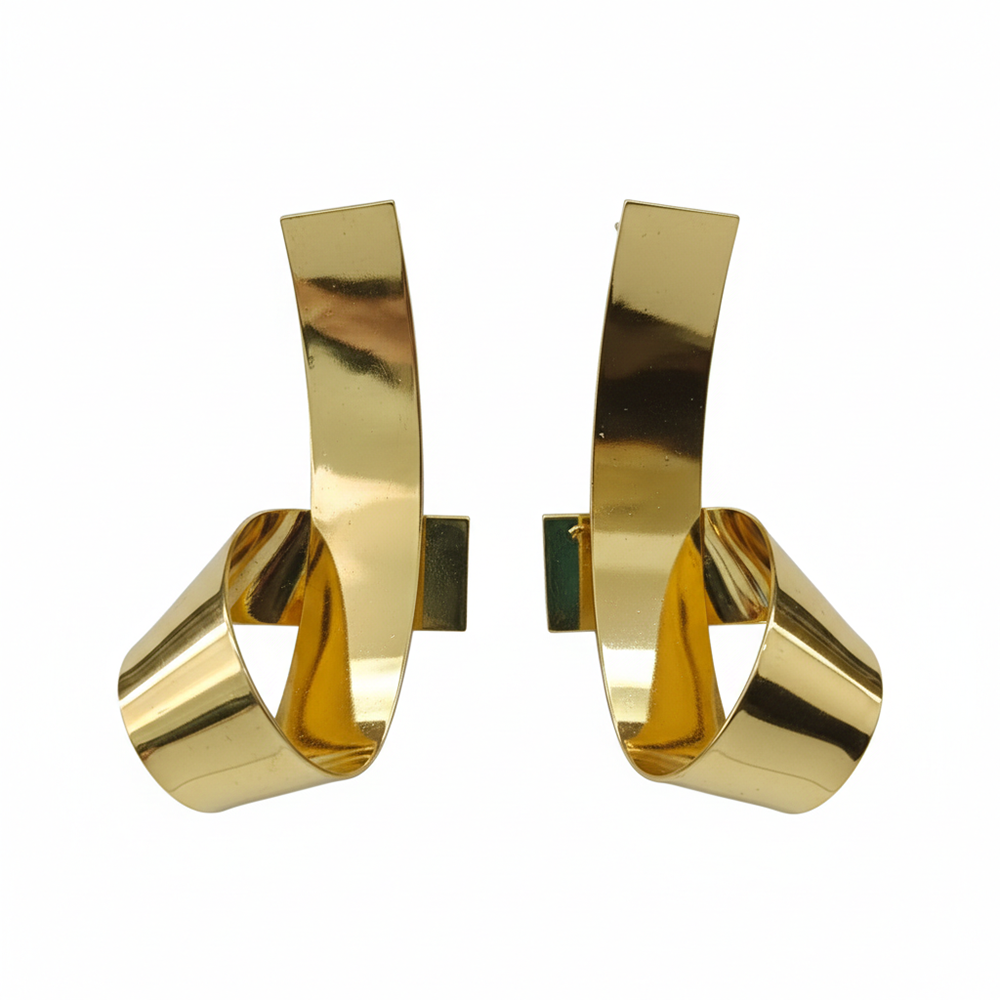 The99Jewel Anti-Tarnish Gold Curved Statement Earrings for Women