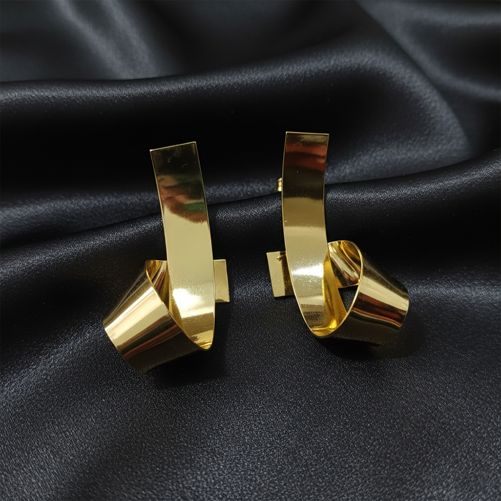 The99Jewel Anti-Tarnish Gold Curved Statement Earrings for Women