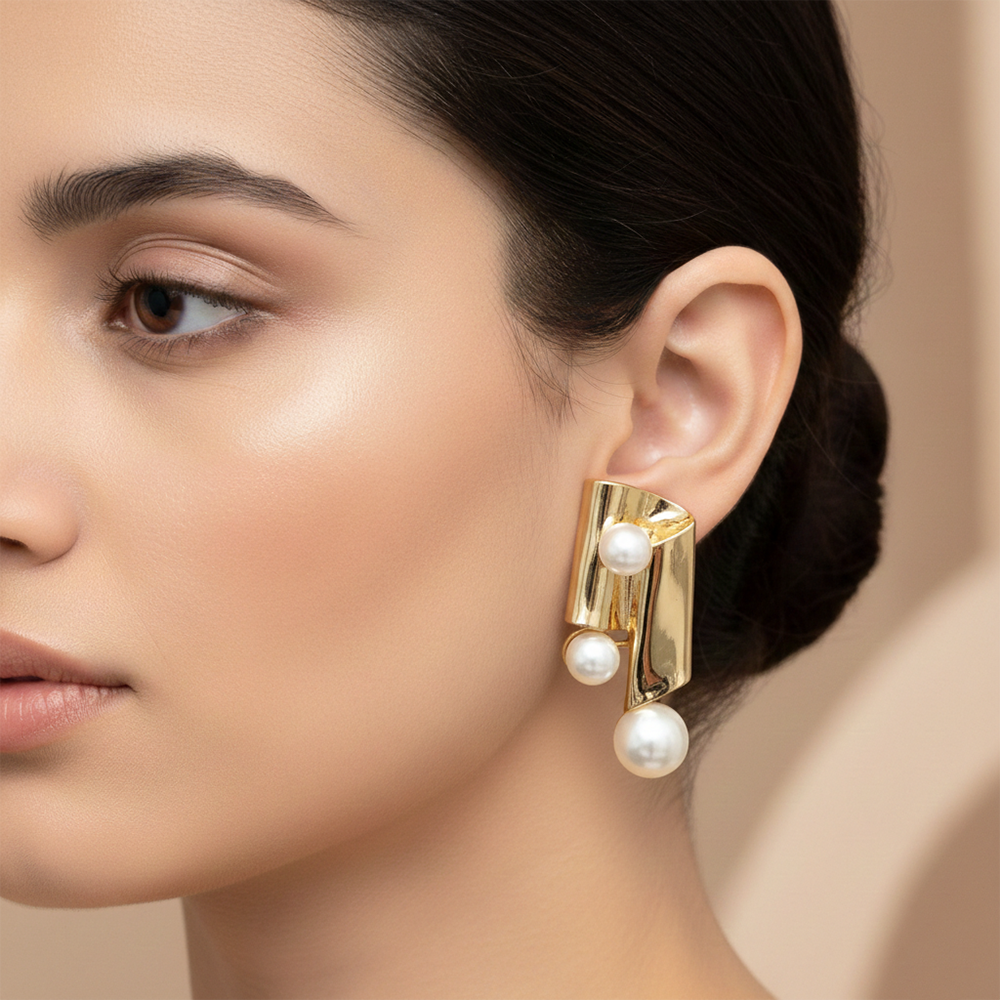The99Jewel Anti-Tarnish Gold Pearl Drop Earrings for Women