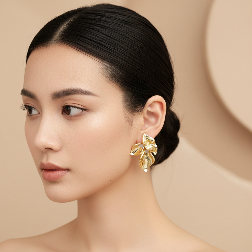 The99Jewel Anti-Tarnish Gold Floral Stud Earrings for Women