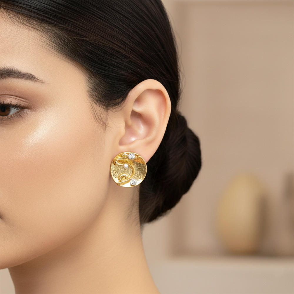 The99Jewel Anti-Tarnish Gold Round Stud Earrings for Women