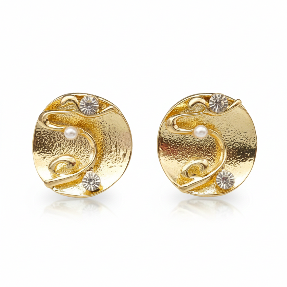 The99Jewel Anti-Tarnish Gold Round Stud Earrings for Women