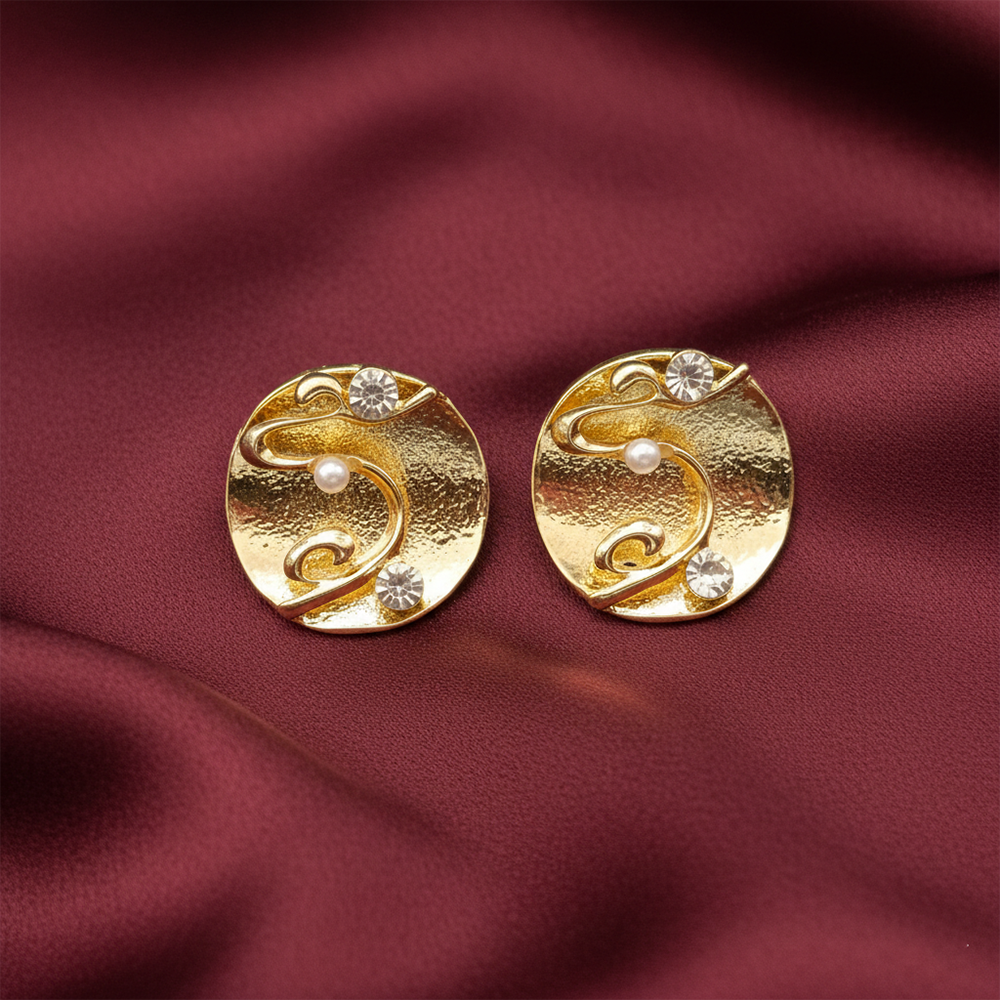 The99Jewel Anti-Tarnish Gold Round Stud Earrings for Women