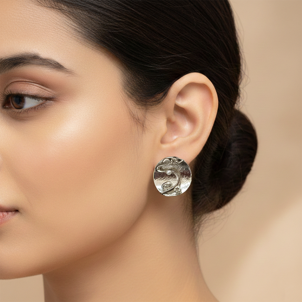 The99Jewel Anti-Tarnish Silver Round Stud Earrings for Women