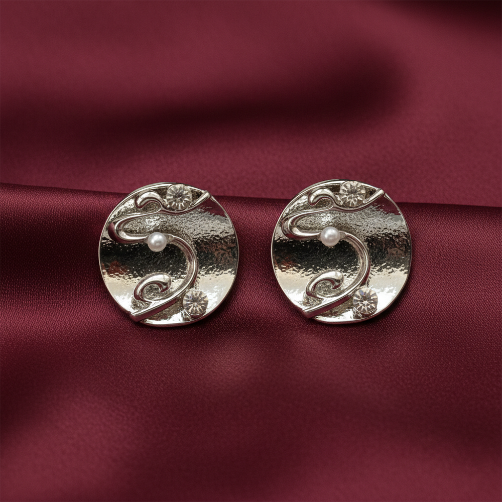 The99Jewel Anti-Tarnish Silver Round Stud Earrings for Women