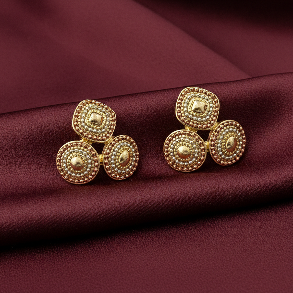 The99Jewel Anti-Tarnish Gold Tone Triple Disc Stud Earrings for Women