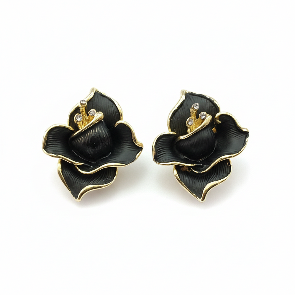 The99Jewel Luxe Black & Gold Abstract Anti Tarnish Stud Earrings