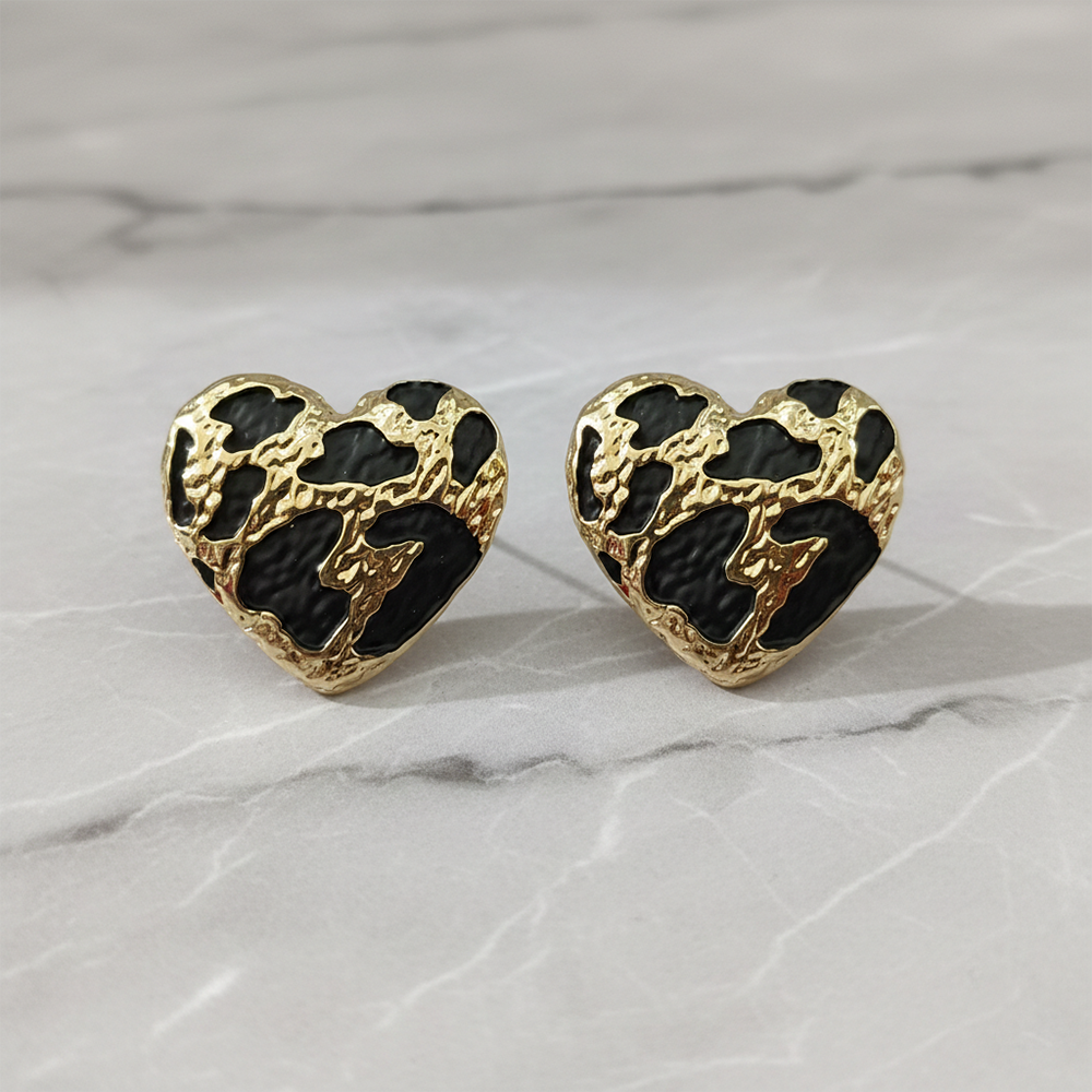 The99Jewel Contemporary Black Gold-Line Anti Tarnish Stud Earrings