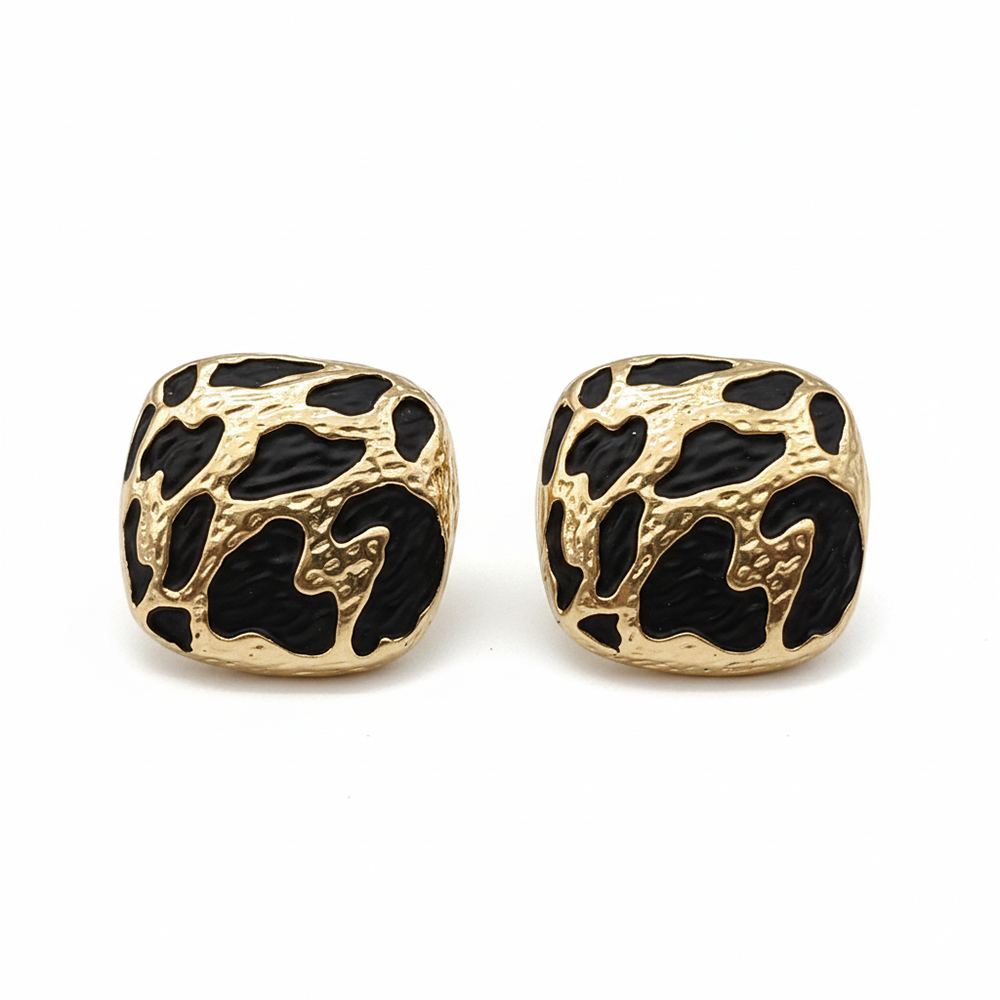 The99Jewel Classy Black Designer Statement Square Shape Anti Tarnish Studs