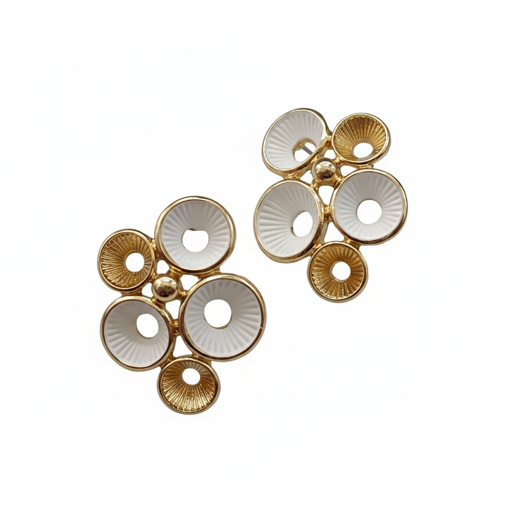The99Jewel Minimal White Enamel Gold Detail Anti Tarnish  Earrings
