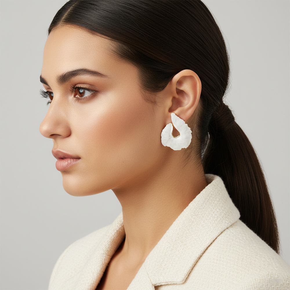 The99Jewel Bold White Enamel Fashion Anti Tarnish Stud Earrings