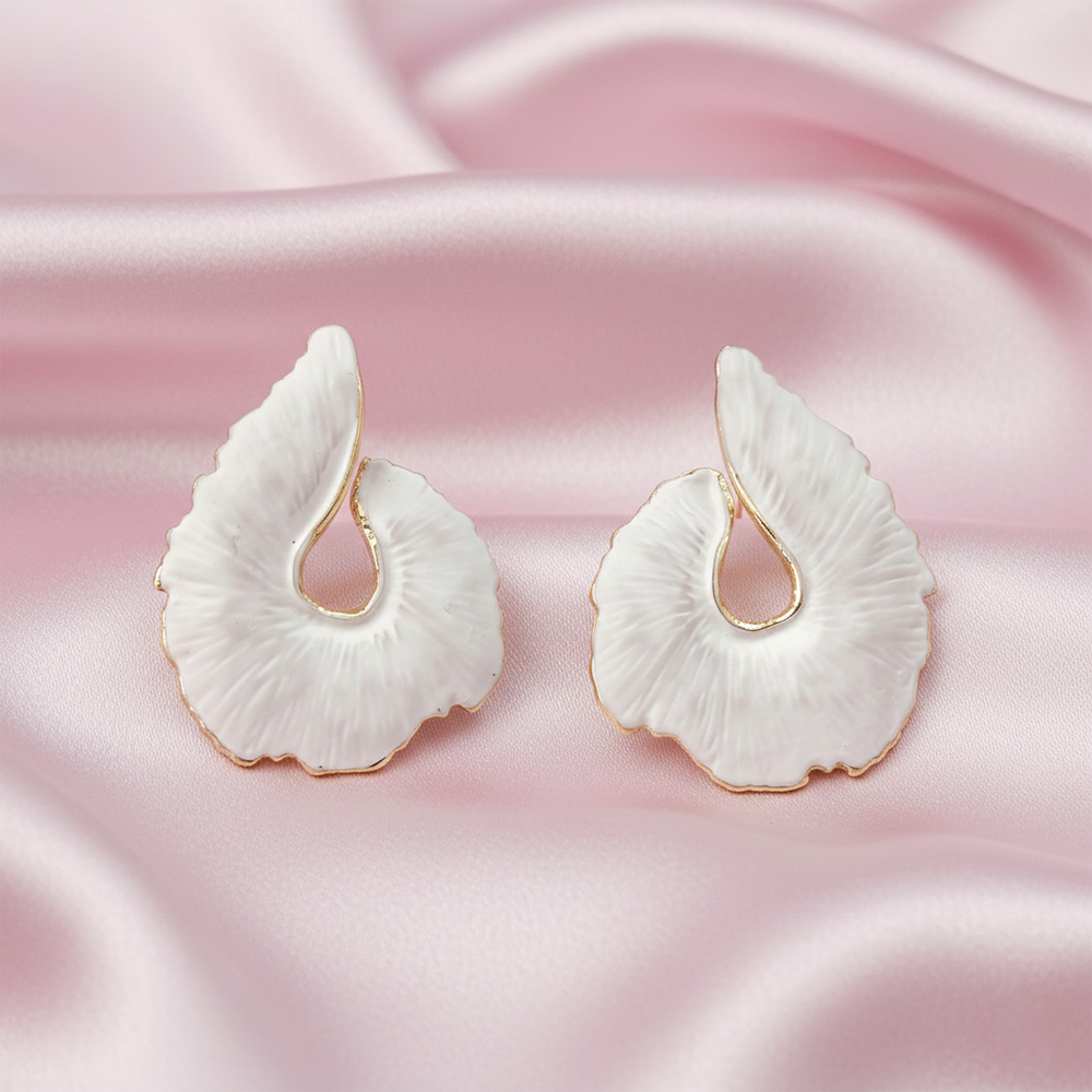 The99Jewel Bold White Enamel Fashion Anti Tarnish Stud Earrings