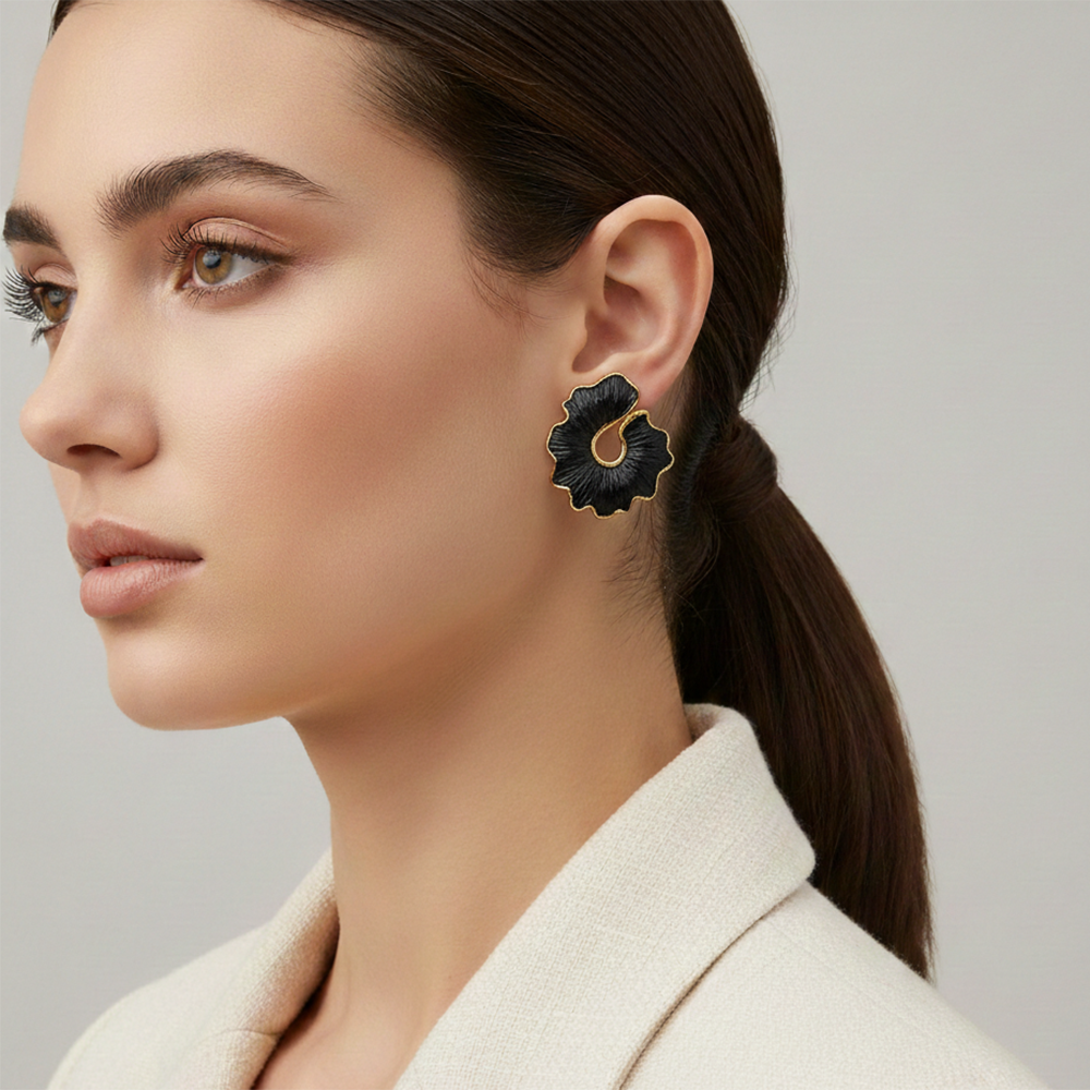 The99Jewel Bold Black Enamel Fashion Anti Tarnish Stud Earrings