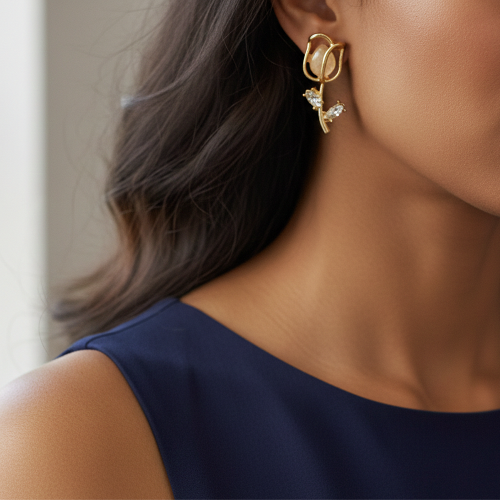 The99Jewel Stylish Gold Plated Tulip Earrings