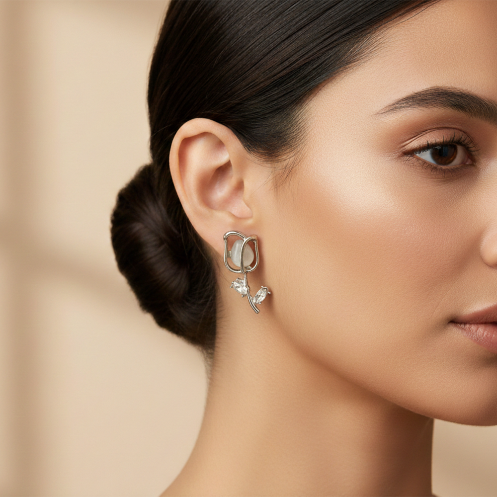 The99Jewel Stylish Silver Plated Tulip Earrings