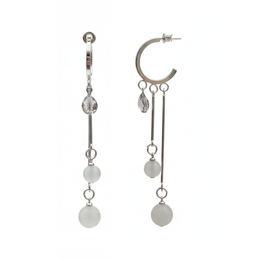 The99Jewel Modern Silver Long Drop Earrings for Women
