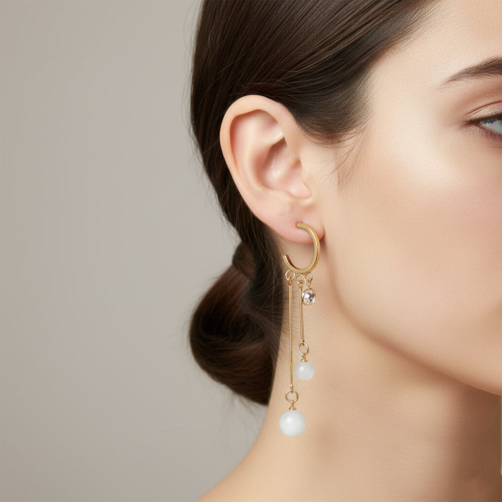 The99Jewel Modern Gold Long Drop Earrings for Women