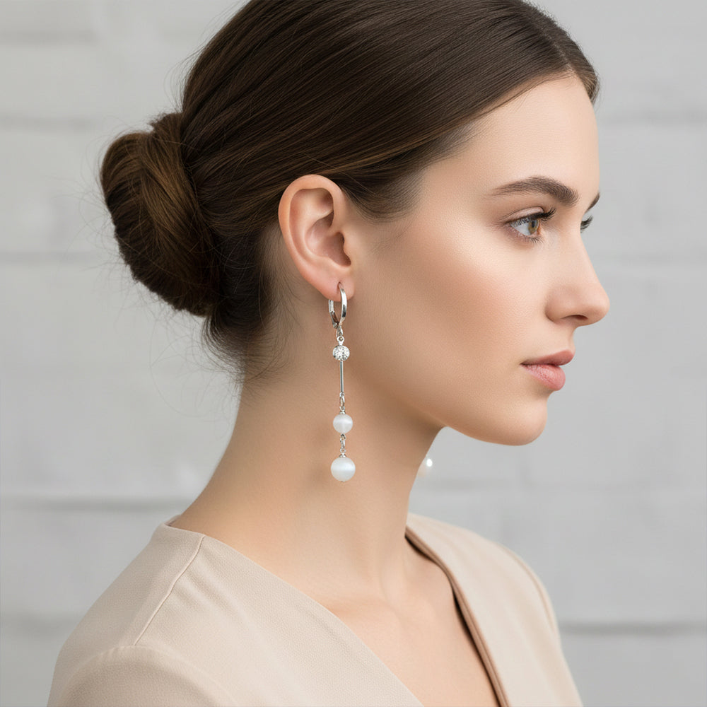 The99Jewel Modern Silver Long Drop Earrings for Women