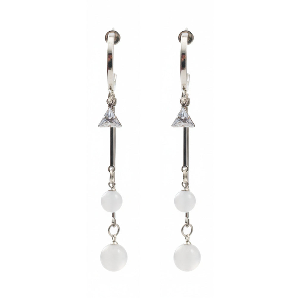 The99Jewel Modern Silver Long Drop Earrings for Women