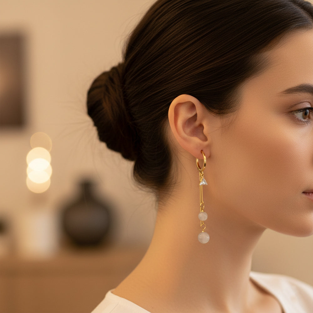 The99Jewel Modern Gold Long Drop Earrings for Women