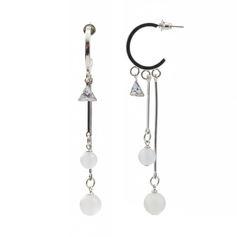 The99Jewel Modern Silver Long Drop Earrings for Women
