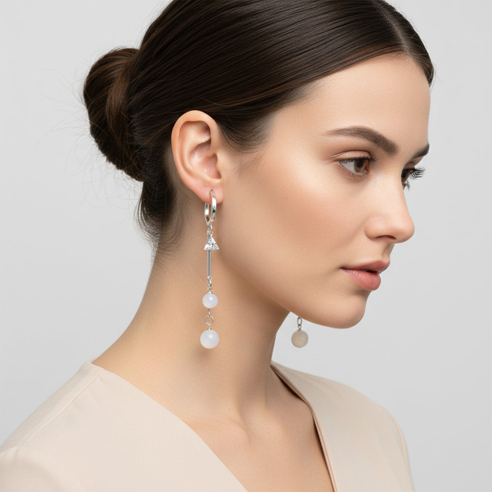 The99Jewel Modern Silver Long Drop Earrings for Women