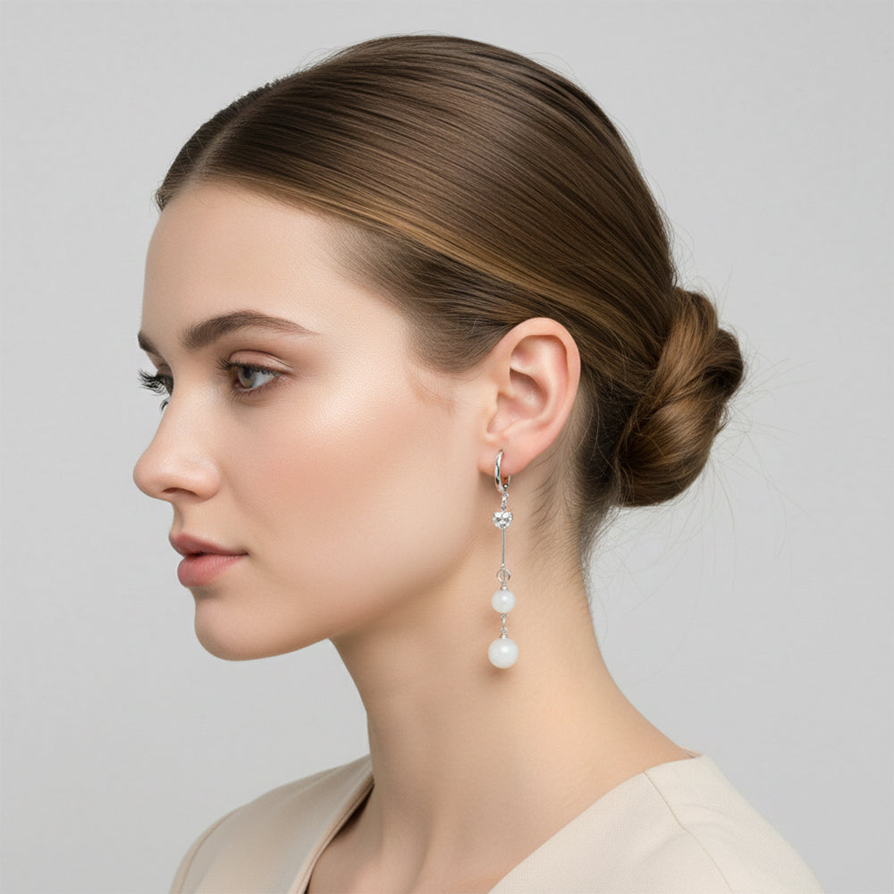 The99Jewel Modern Silver Long Drop Earrings for Women