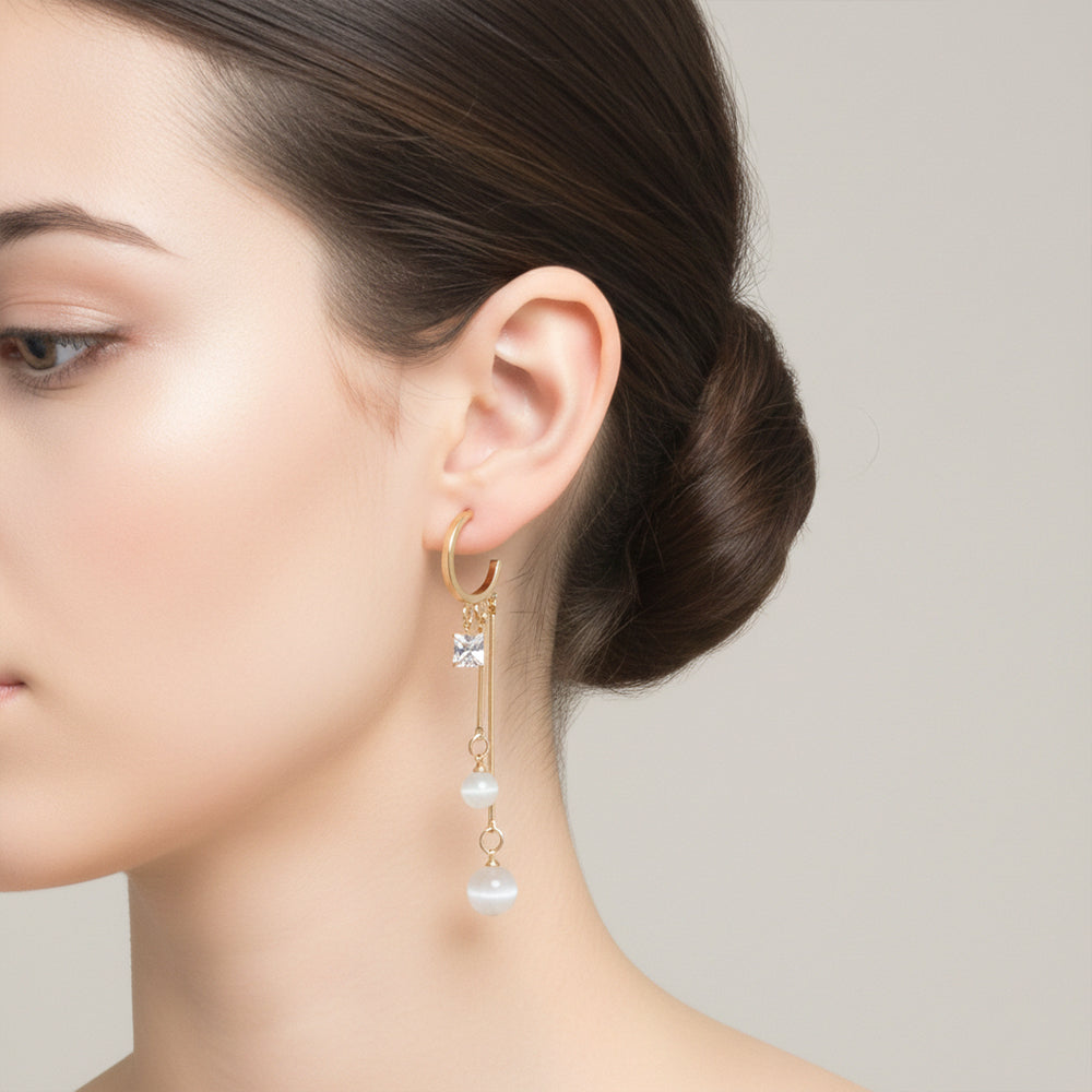 The99Jewel Modern Gold Long Drop Earrings for Women