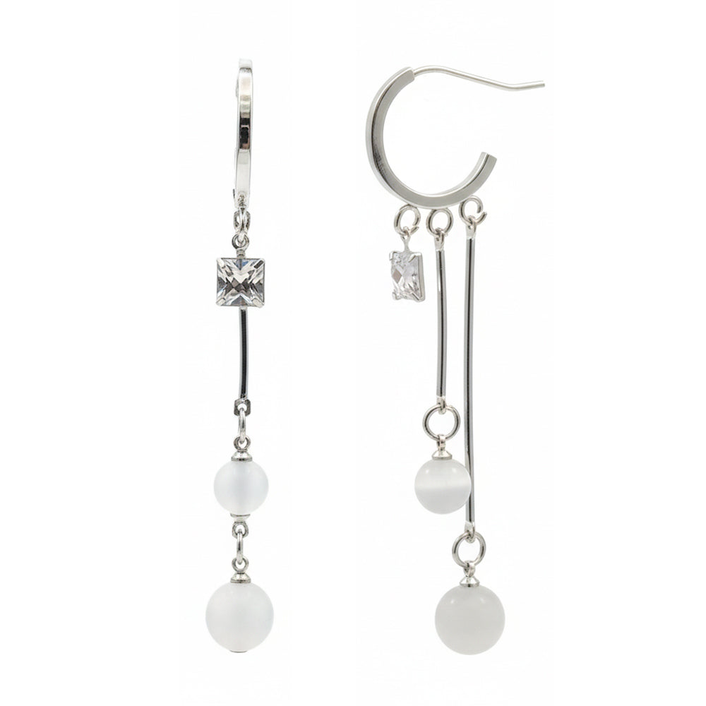 The99Jewel Modern Silver Long Drop Earrings for Women