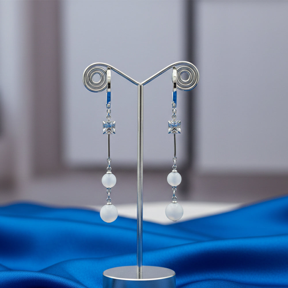 The99Jewel Modern Silver Long Drop Earrings for Women