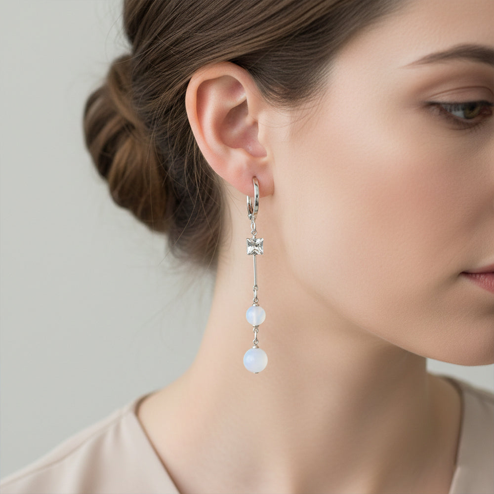 The99Jewel Modern Silver Long Drop Earrings for Women