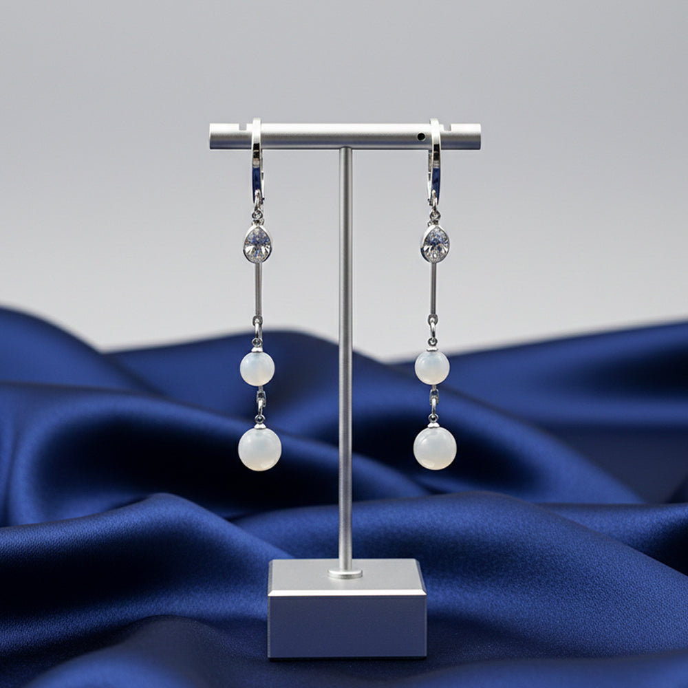 The99Jewel Modern Silver Long Drop Earrings for Women