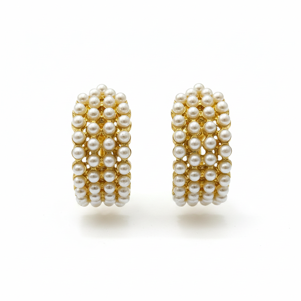The99Jewel Stylish Pearl Studded Gold Hoop Earrings for Women