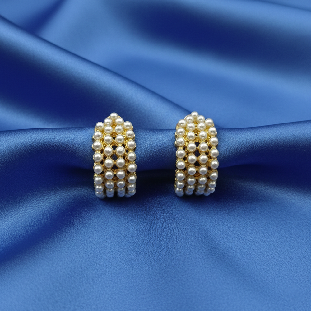 The99Jewel Stylish Pearl Studded Gold Hoop Earrings for Women