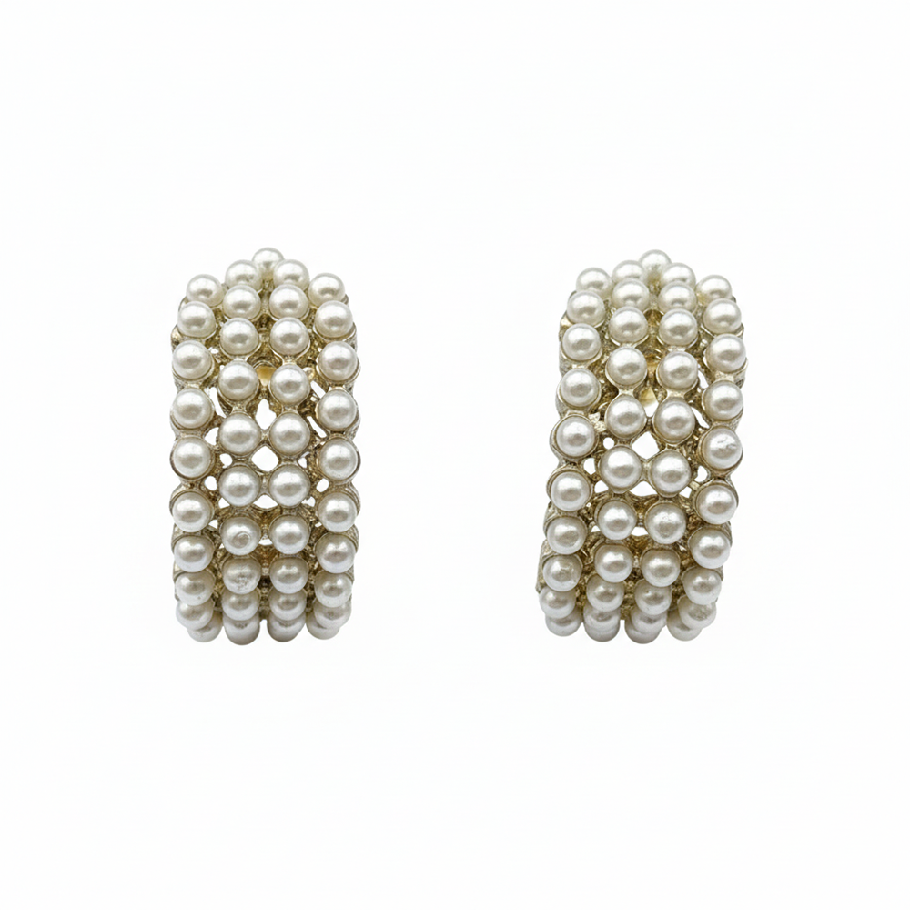 The99Jewel Stylish Pearl Studded Hoop Earrings for Women