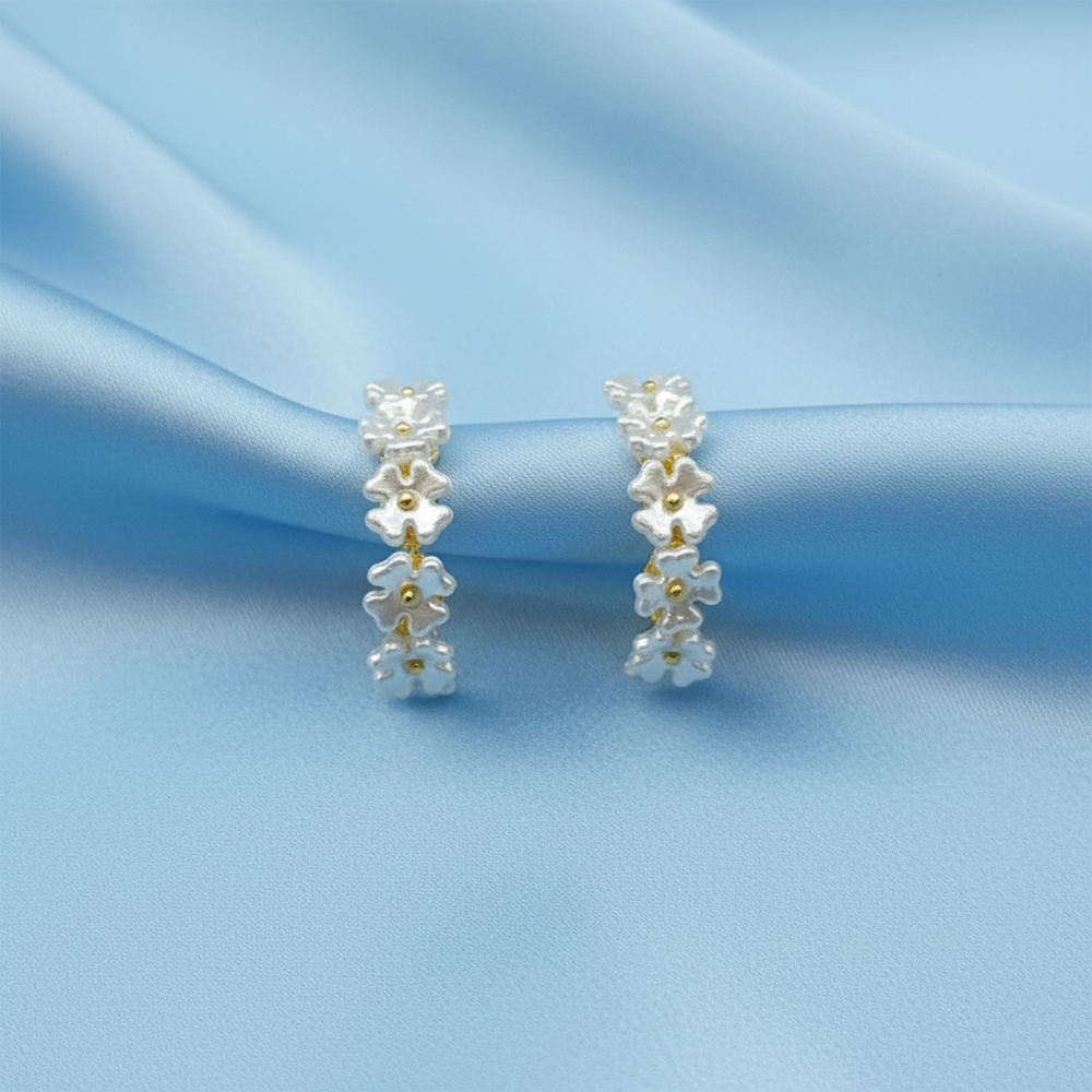The99Jewel Trendy Floral Pearl Hoop Earrings for Women