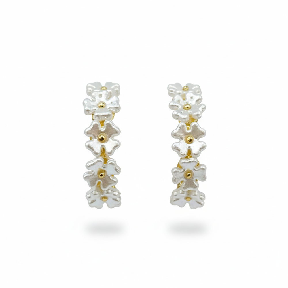 The99Jewel Trendy Floral Pearl Hoop Earrings for Women