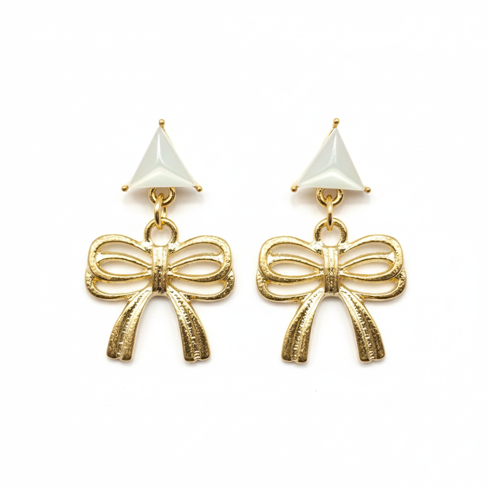 The99Jewel Aesthetic Bow Drop Earrings with Polished Finish