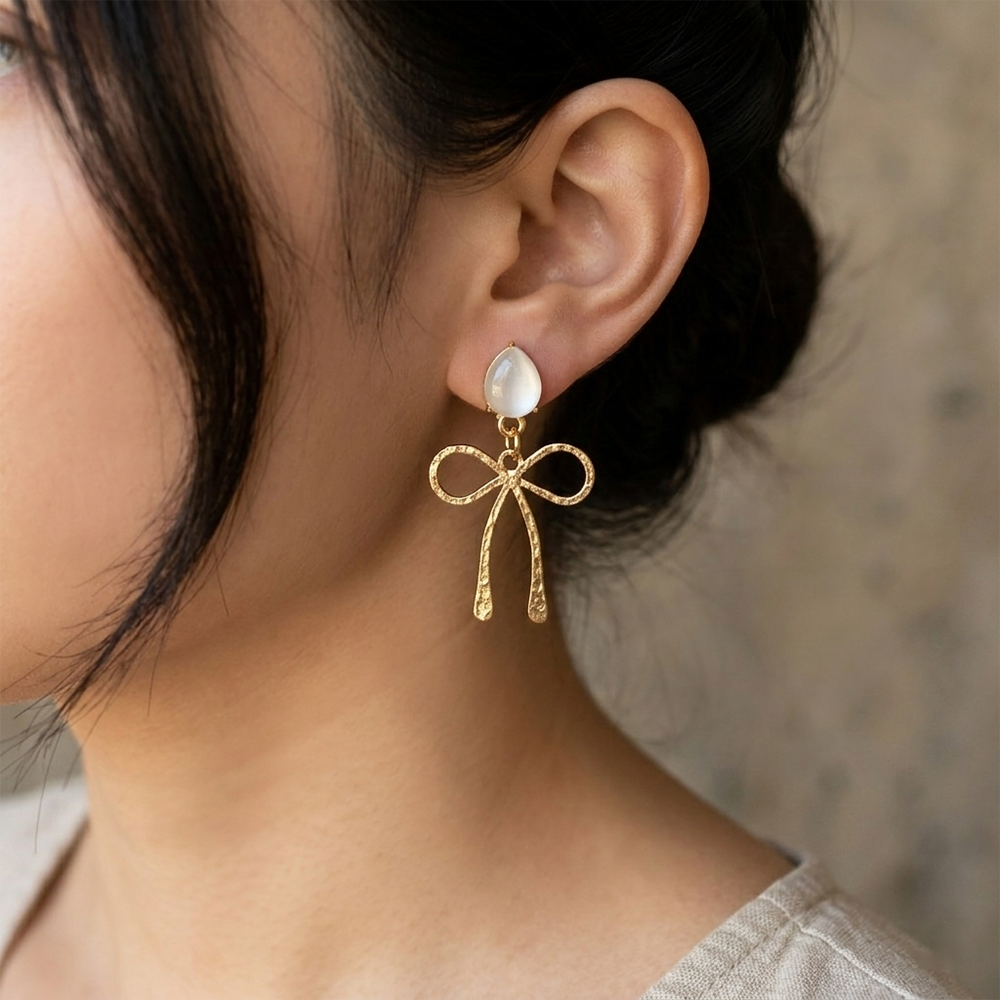 The99Jewel Statement Bow Anti Tarnish Dangle Earrings for Women