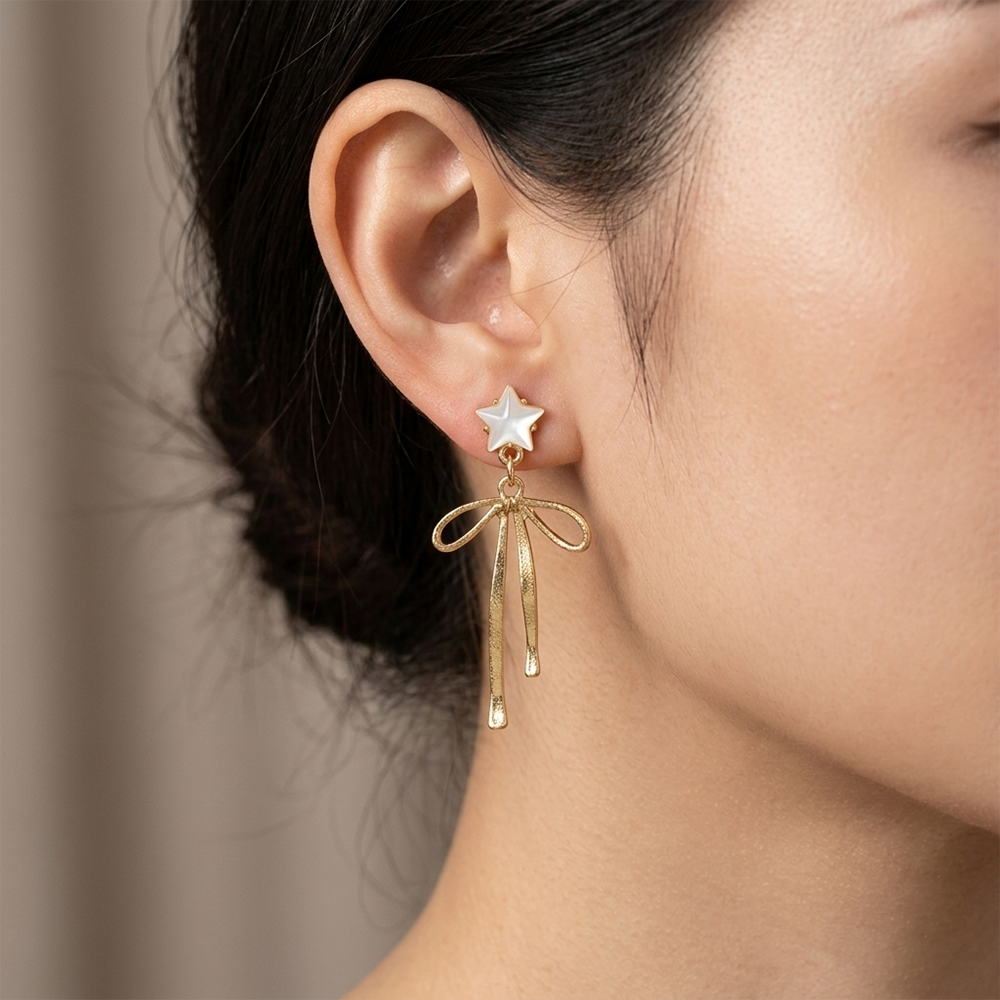 The99Jewel Classy Bow Inspired Anti Tarnish Hanging Earrings for Women