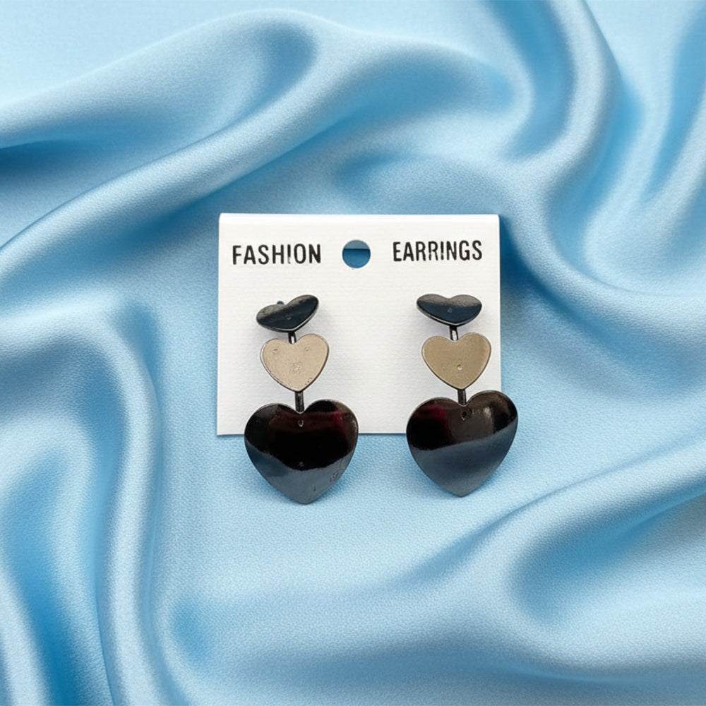 The99Jewel Black Plated Heart Earrings