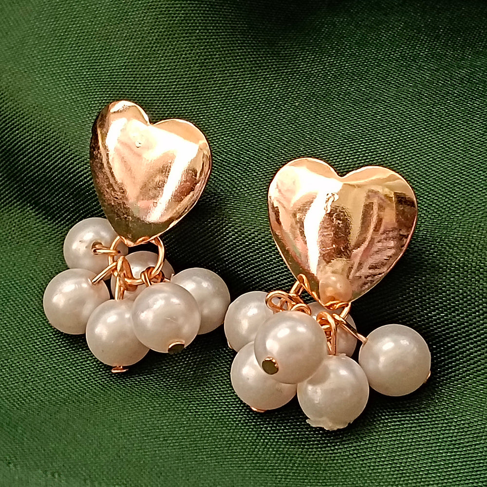 The99Jewel Rose Gold PlatedHeart Design Pearl Drop Earrings