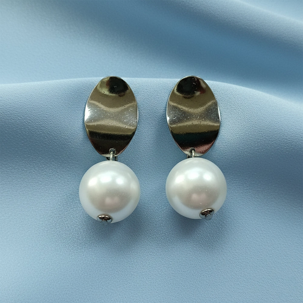 The99Jewel Black Plated Pearl Drop Earrings