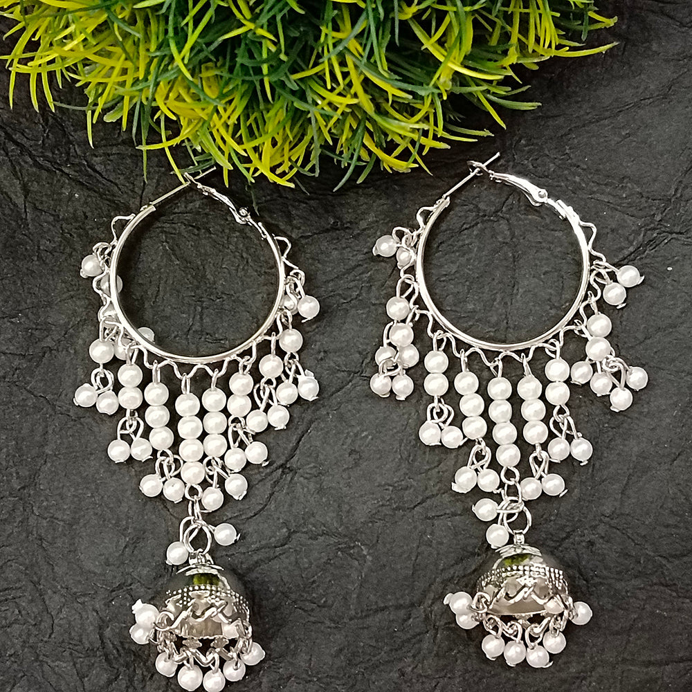 The99Jewel Black Plated Pearl & Jhumki Earrings