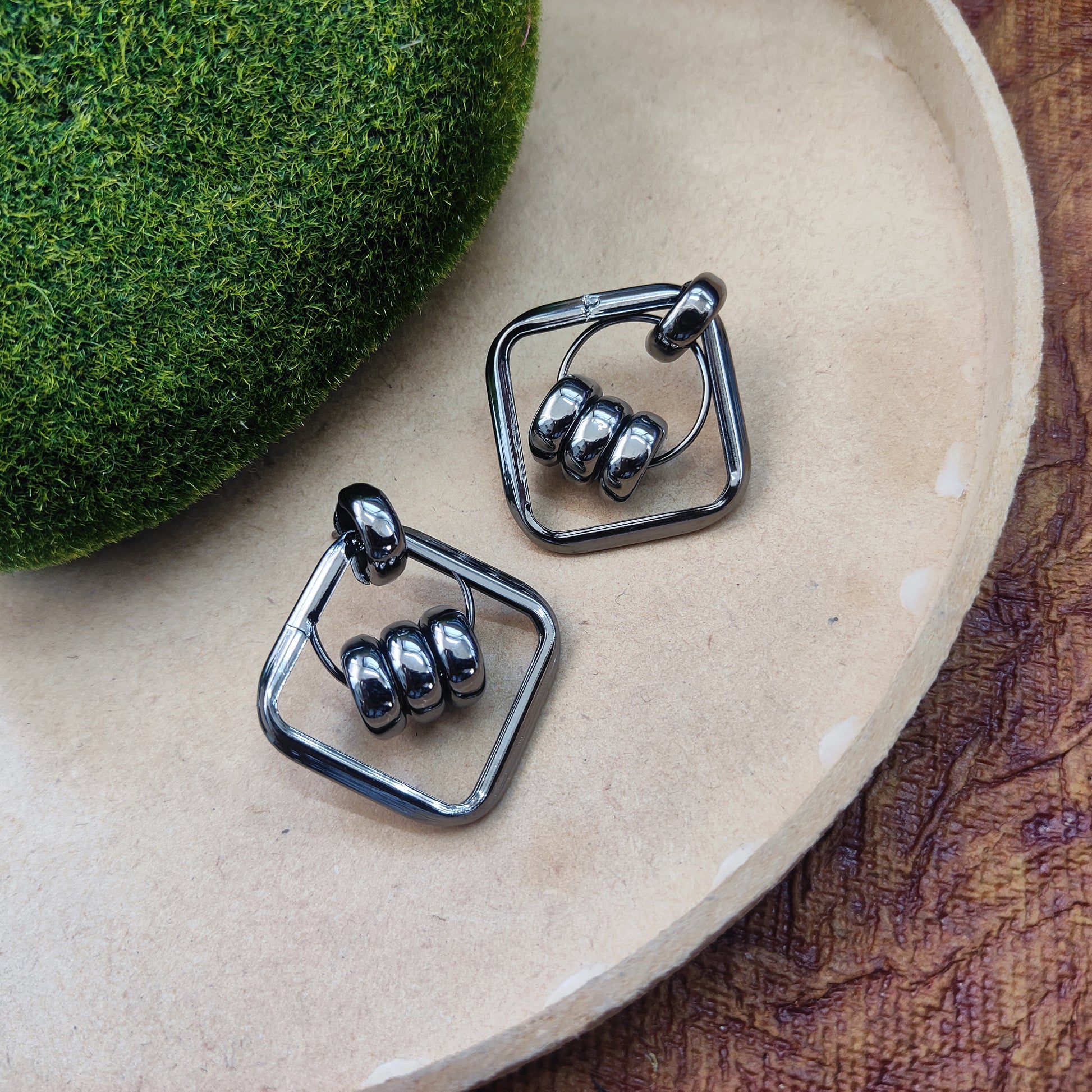 The99Jewel Black Plated Stylish Earrings With Pearl Drop