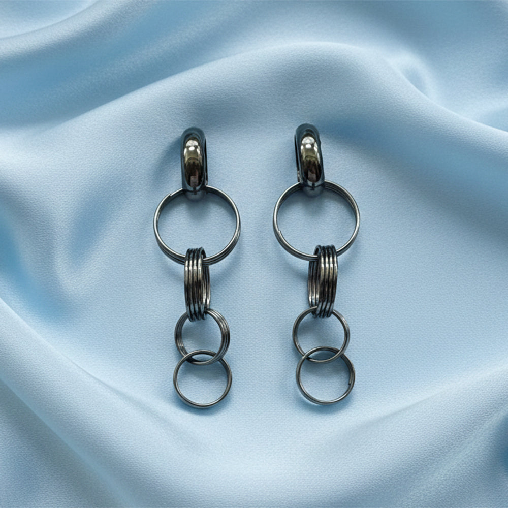 The99Jewel Black Plated Rings DanglerEarrings